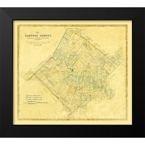 Bastrop County Texas - Rosenberg 1861 Black Modern Wood Framed Art Print by Rosenberg