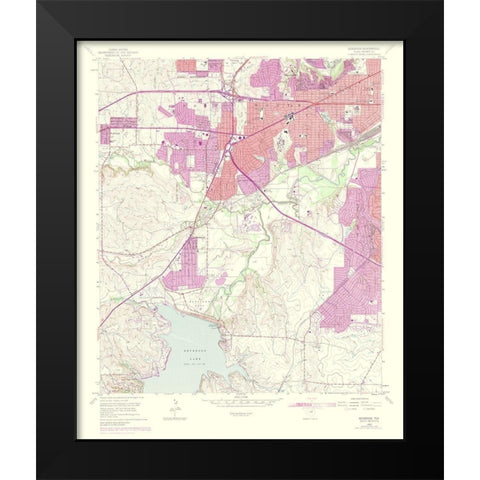 Benbrook Texas Quad - USGS 1969 Black Modern Wood Framed Art Print by USGS