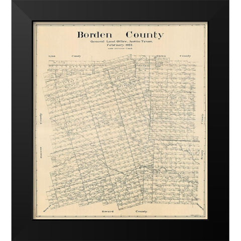 Borden County Texas - Hedick 1922 Black Modern Wood Framed Art Print by Hedick
