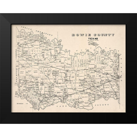 Bowie County Texas - Abrams 1894 Black Modern Wood Framed Art Print by Abrams