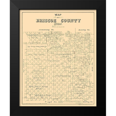Briscoe County Texas - Walsh 1879 Black Modern Wood Framed Art Print by Walsh