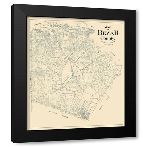 Bexar Texas Landowner - Rowe 1896 Black Modern Wood Framed Art Print with Double Matting by Rowe