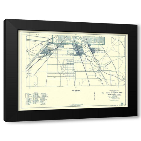 Bexar Texas Highway - Highway Dept 1936 Black Modern Wood Framed Art Print with Double Matting by Highway Dept