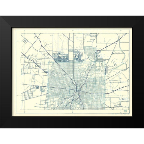 Bexar Texas Highway - Highway Dept 1936 Black Modern Wood Framed Art Print by Highway Dept