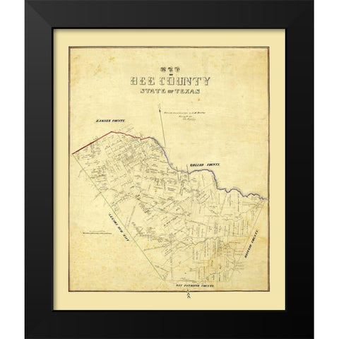 Bee County Texas - Dunlap 1863 Black Modern Wood Framed Art Print by Dunlap