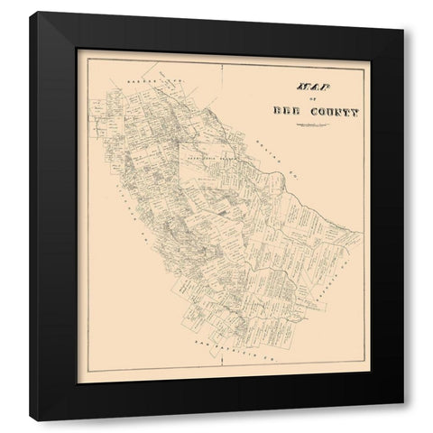 Bee County Texas - 1879 Black Modern Wood Framed Art Print with Double Matting by Unknown
