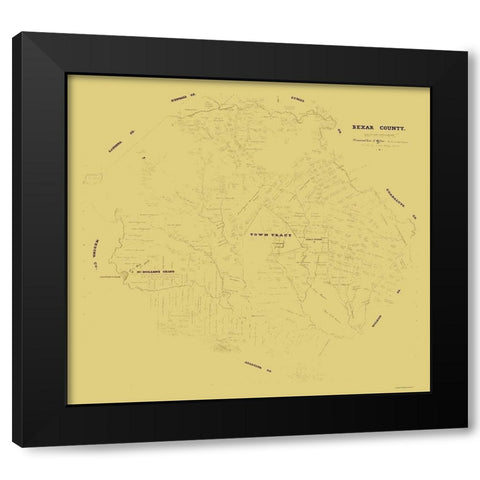 Bexar County Texas - Klappenbach 1871 Black Modern Wood Framed Art Print with Double Matting by Klappenbach