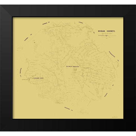 Bexar County Texas - Klappenbach 1871 Black Modern Wood Framed Art Print by Klappenbach