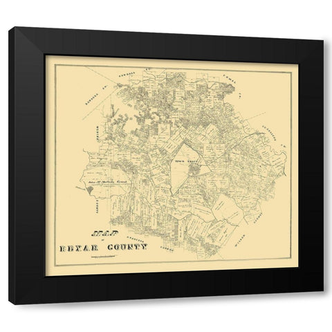 Bexar County Texas - 1879 Black Modern Wood Framed Art Print with Double Matting by Unknown