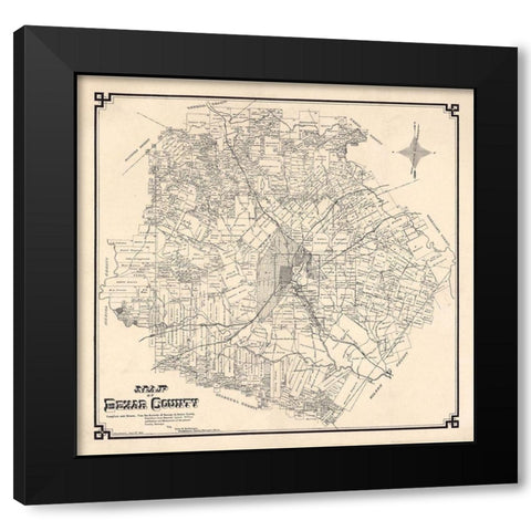 Bexar County Texas - 1887 Black Modern Wood Framed Art Print with Double Matting by Unknown