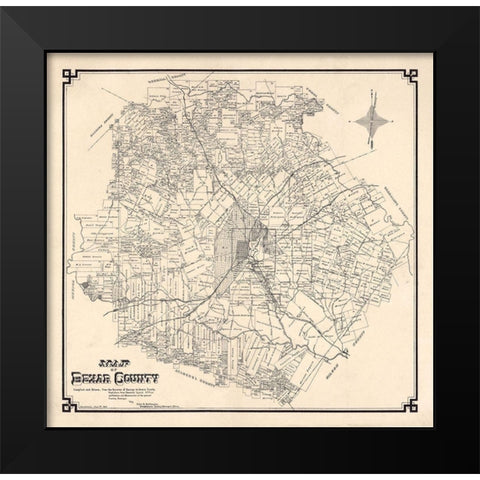 Bexar County Texas - 1887 Black Modern Wood Framed Art Print by Unknown