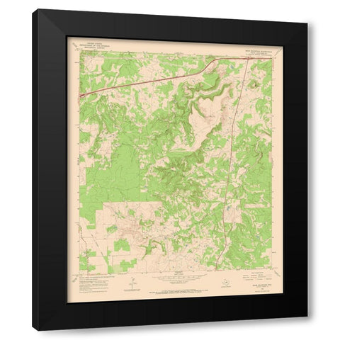Bear Mountain Texas Quad - USGS 1966 Black Modern Wood Framed Art Print with Double Matting by USGS