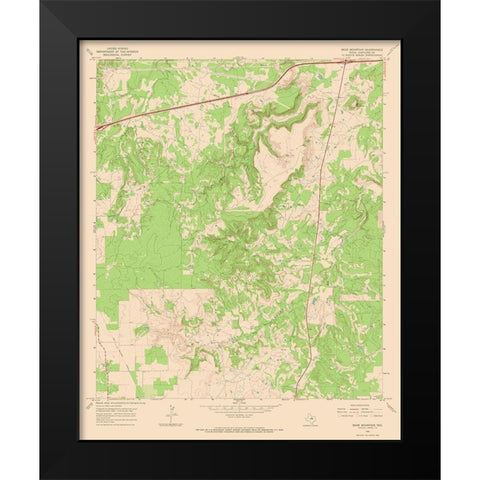 Bear Mountain Texas Quad - USGS 1966 Black Modern Wood Framed Art Print by USGS