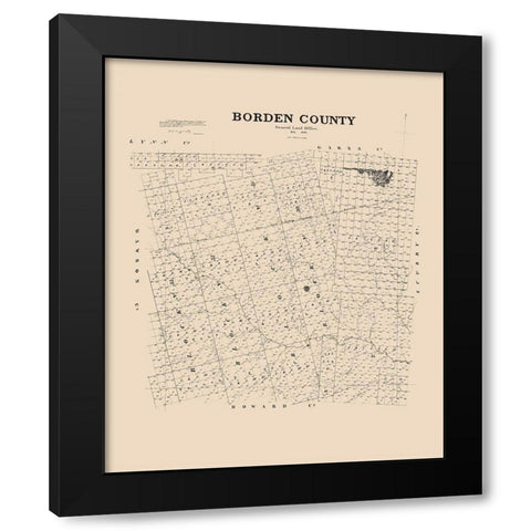 Borden County Texas - 1892 Black Modern Wood Framed Art Print by Unknown