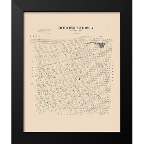 Borden County Texas - 1892 Black Modern Wood Framed Art Print by Unknown