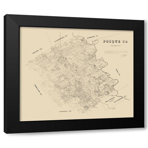 Bosque County Texas - Walsh 1879 Black Modern Wood Framed Art Print by Walsh