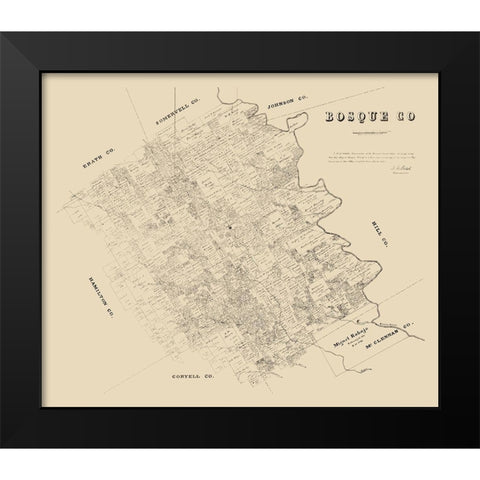 Bosque County Texas - Walsh 1879 Black Modern Wood Framed Art Print by Walsh