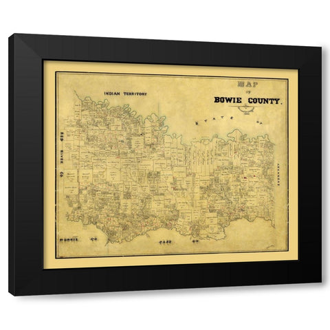 Bowie County Texas - 1884 Black Modern Wood Framed Art Print by Unknown