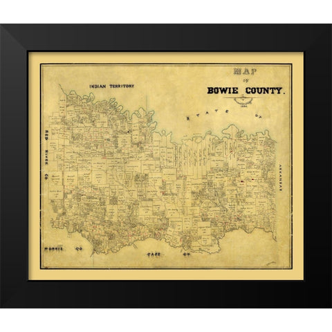 Bowie County Texas - 1884 Black Modern Wood Framed Art Print by Unknown