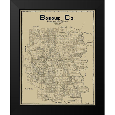 Bosque County Texas - Maxcy 1890 Black Modern Wood Framed Art Print by Maxcy