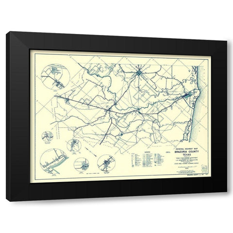 Brazoria Texas Highway - Highway Dept 1936 Black Modern Wood Framed Art Print with Double Matting by Highway Dept