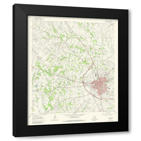 Brenham Texas Quad - USGS 1963 Black Modern Wood Framed Art Print with Double Matting by USGS