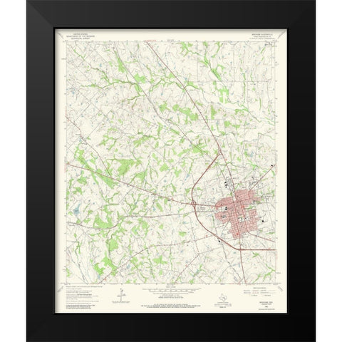 Brenham Texas Quad - USGS 1963 Black Modern Wood Framed Art Print by USGS
