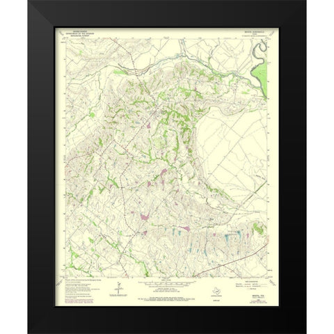Bristol Texas Quad - USGS 1962 Black Modern Wood Framed Art Print by USGS