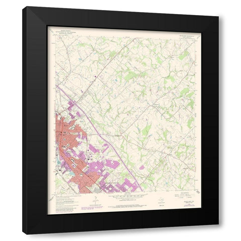 East Bryan Texas Quad - USGS 1962 Black Modern Wood Framed Art Print by USGS