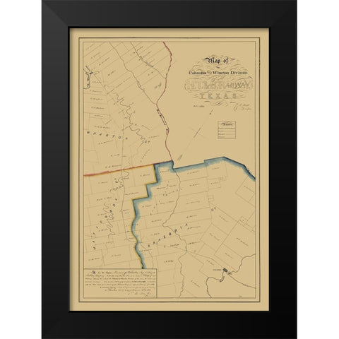 Brazoria County Texas - West 1860 Black Modern Wood Framed Art Print by West