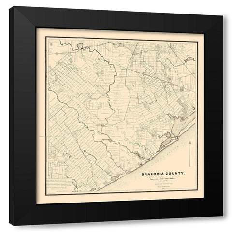Brazoria County Texas - 1877 Black Modern Wood Framed Art Print by Unknown