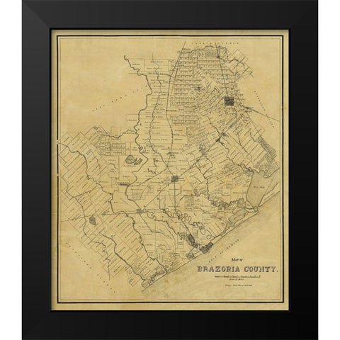 Brazoria County Texas - 1918 Black Modern Wood Framed Art Print by Unknown
