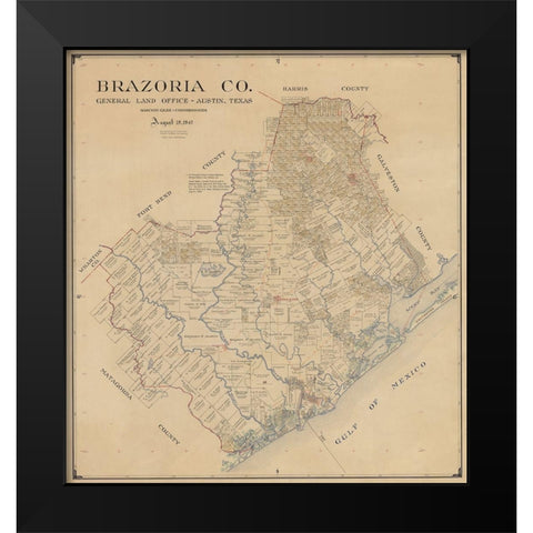 Brazoria County Texas - 1947 Black Modern Wood Framed Art Print by Unknown
