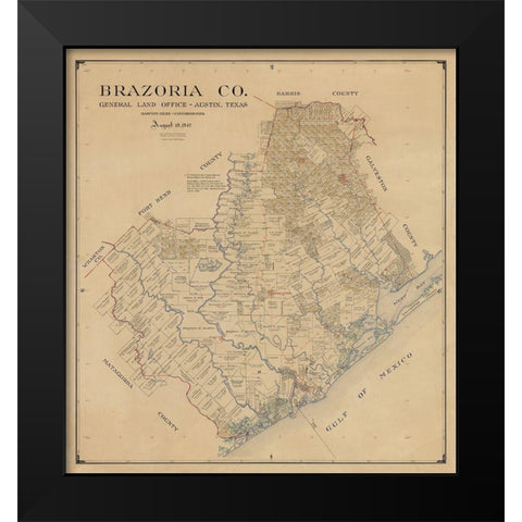 Brazoria County Texas - 1947 Black Modern Wood Framed Art Print by Unknown