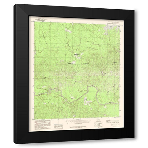 Boykin Spring Texas Quad - USGS 1984 Black Modern Wood Framed Art Print by USGS