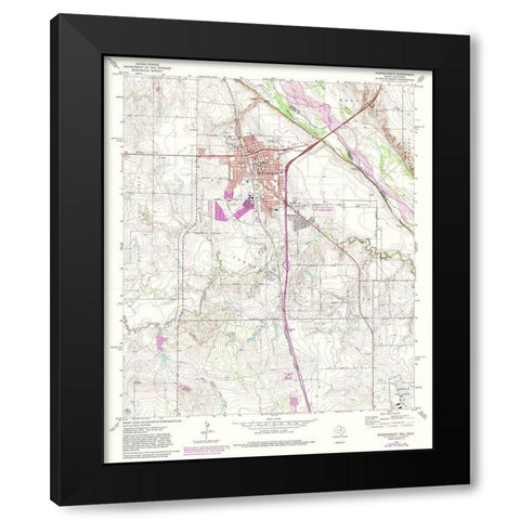 Burkburnett Texas Quad - USGS 1972 Black Modern Wood Framed Art Print with Double Matting by USGS