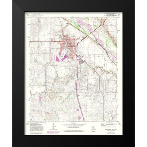 Burkburnett Texas Quad - USGS 1972 Black Modern Wood Framed Art Print by USGS