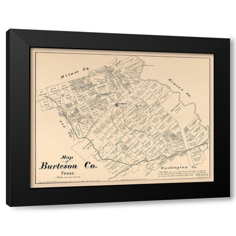 Burleson County Texas - Walsh 1879 Black Modern Wood Framed Art Print with Double Matting by Walsh