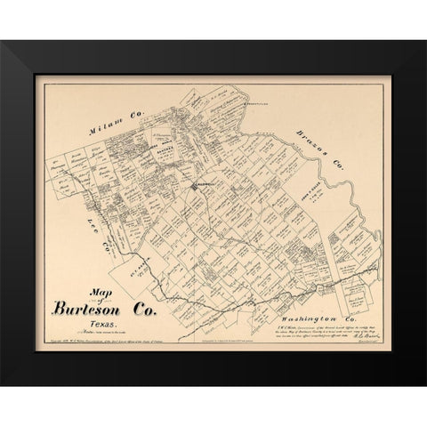 Burleson County Texas - Walsh 1879 Black Modern Wood Framed Art Print by Walsh