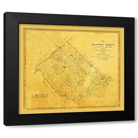 Caldwell County Texas - Rosenberg 1861 Black Modern Wood Framed Art Print with Double Matting by Rosenberg