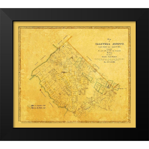 Caldwell County Texas - Rosenberg 1861 Black Modern Wood Framed Art Print by Rosenberg