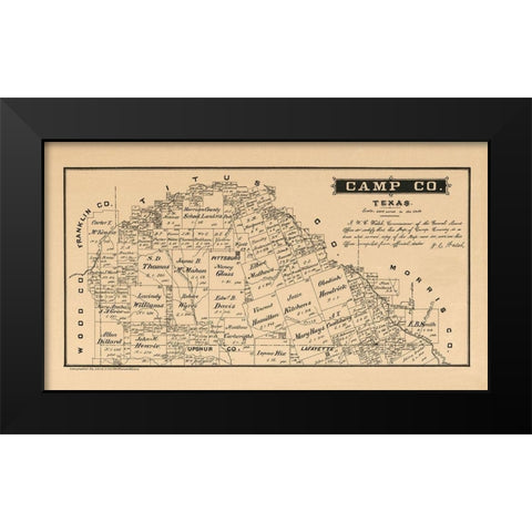 Camp County Texas - Walsh 1879 Black Modern Wood Framed Art Print by Walsh