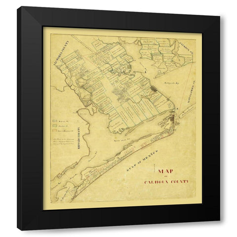 Calhoun County Texas - 1863 Black Modern Wood Framed Art Print with Double Matting by Unknown