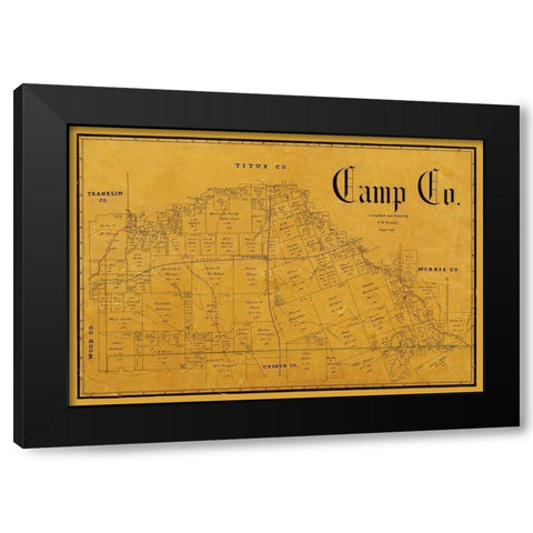 Camp County Texas - Pressler 1897 Black Modern Wood Framed Art Print with Double Matting by Pressler