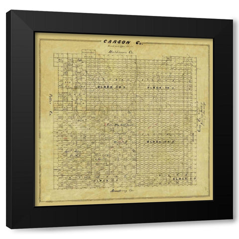 Carson County Texas - 1878 Black Modern Wood Framed Art Print by Unknown