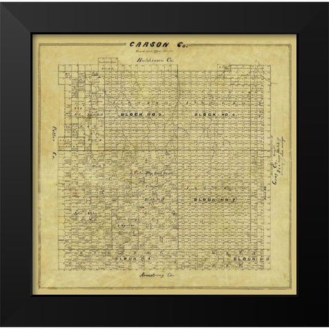Carson County Texas - 1878 Black Modern Wood Framed Art Print by Unknown