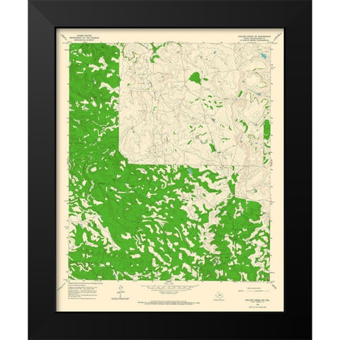 Collins Creek SW Texas Quad - USGS 1965 Black Modern Wood Framed Art Print by USGS