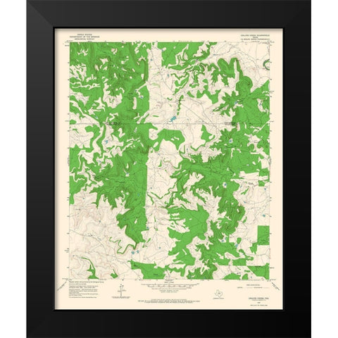 Collins Creek Texas Quad - USGS 1965 Black Modern Wood Framed Art Print by USGS