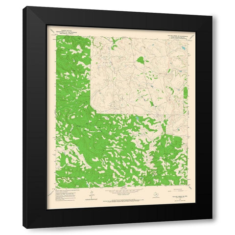 Collins Creek SW Texas Quad - USGS 1965 Black Modern Wood Framed Art Print by USGS