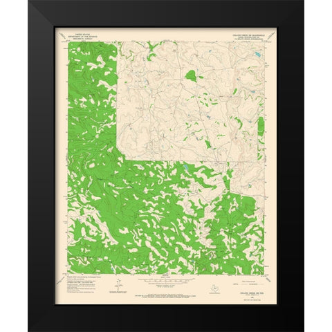 Collins Creek SW Texas Quad - USGS 1965 Black Modern Wood Framed Art Print by USGS